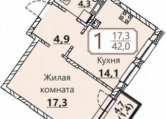 Однокомнатная квартира на продажу, 42 м2, Чувашия