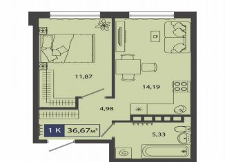 Продаю 1-комнатную квартиру, 36.4 м2, Тюмень, улица Владимира Соболевского, 3