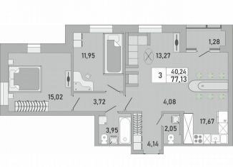 Продажа двухкомнатной квартиры, 77.1 м2, Республика Башкортостан, жилой комплекс Платинум, скА