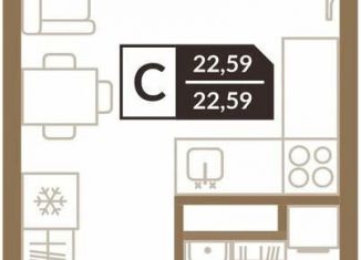 Квартира на продажу студия, 22.6 м2, деревня Дударева