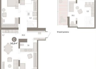 Продаю двухкомнатную квартиру, 141.6 м2, Тюмень, ЖК Речной Порт