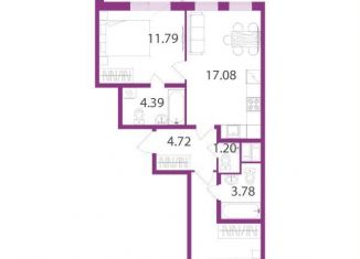 Продаю 2-комнатную квартиру, 56.7 м2, посёлок Шушары