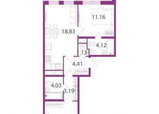 Продаю двухкомнатную квартиру, 57.9 м2, посёлок Шушары