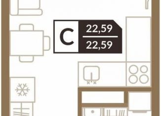 Продажа квартиры студии, 22.6 м2, деревня Дударева