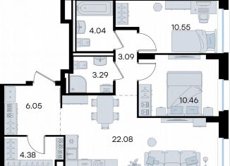 Продается 2-комнатная квартира, 63.9 м2, Татарстан