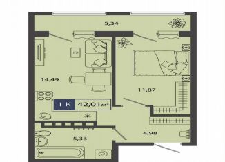 Продам 1-ком. квартиру, 42 м2, Тюмень, улица Василия Севергина, 9