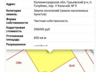 Земельный участок на продажу, 6 сот., посёлок Голубево, улица Дениса Давыдова, 20