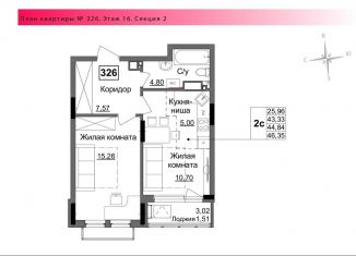 Двухкомнатная квартира на продажу, 44.8 м2, Ижевск, Парковая улица, 5А