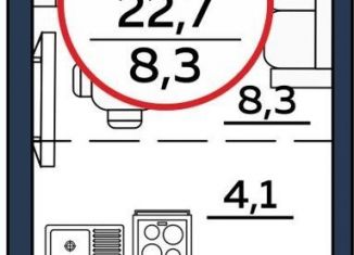 Квартира на продажу студия, 22.7 м2, Обь, Октябрьская улица, 5