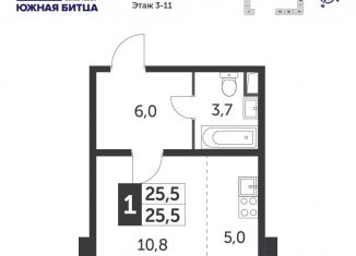 Продаю квартиру студию, 25.1 м2, поселок Битца, Южный бульвар, 5