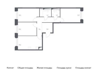 Продается 3-комнатная квартира, 76.6 м2, Московская область, жилой комплекс Заречье Парк, к3.2