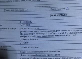 Продажа земельного участка, 350 сот., Усть-Коксинское сельское поселение