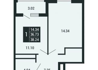 Продажа 1-комнатной квартиры, 38.2 м2, село Мирное