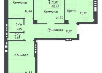 Продается трехкомнатная квартира, 80.3 м2, Ростов-на-Дону, ЖК Измаильский Экоквартал, Измаильский переулок, 39А