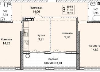 Продажа 3-комнатной квартиры, 75.4 м2, Севастополь, улица Братьев Манганари, 30к2