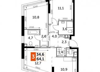 Продам 3-комнатную квартиру, 64.1 м2, Москва, район Нагатино-Садовники, Варшавское шоссе, 37Ак2