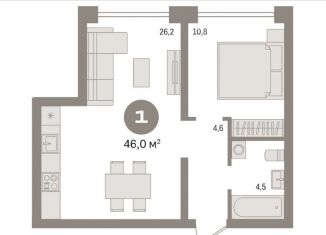 Продажа 2-ком. квартиры, 46 м2, Тюмень, ЖК Речной Порт