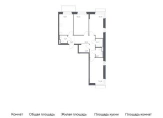 Продается трехкомнатная квартира, 77.7 м2, поселение Филимонковское, жилой комплекс Квартал Марьино, к1