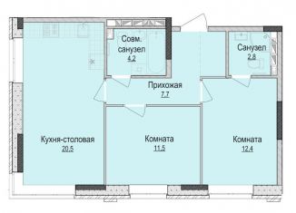 Продается 2-ком. квартира, 59.2 м2, Ижевск, жилой район Культбаза