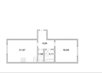 Продается 1-комнатная квартира, 53.4 м2, городской посёлок имени Свердлова, ЖК Невские Панорамы