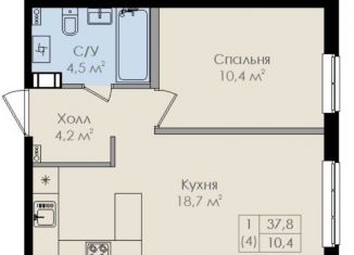 Продается однокомнатная квартира, 38 м2, Великий Новгород, улица Вересова, 5к2, ЖК Барселона