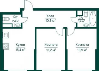 Продам двухкомнатную квартиру, 59.1 м2, Самара, метро Российская