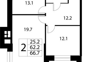 Продается 2-ком. квартира, 66.7 м2, село Павловская Слобода, ЖК Сказка, Изумрудная улица, 5к1