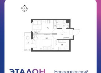 1-комнатная квартира на продажу, 38.6 м2, Санкт-Петербург, ЖК Новоорловский