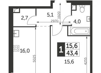 Продажа 1-комнатной квартиры, 43.4 м2, Москва, ЖК Архитектор, улица Академика Волгина, 2с1