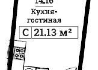 Квартира на продажу студия, 21 м2, Мурино, проспект Авиаторов Балтики, 25, ЖК Авиатор