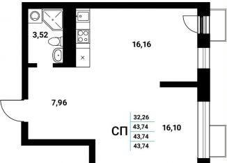 Продам квартиру свободная планировка, 43.7 м2, Воронеж, Железнодорожный район, набережная Чуева, 7