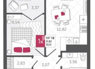 1-ком. квартира на продажу, 35 м2, Тульская область, Калужское шоссе, 20к2