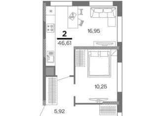 Продам 2-комнатную квартиру, 46.6 м2, Рязанская область