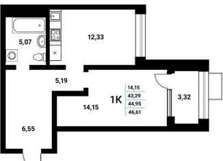 Продается 1-комнатная квартира, 45 м2, Воронеж, набережная Чуева, 7