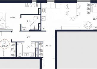 Продажа 2-комнатной квартиры, 79.5 м2, Тюмень