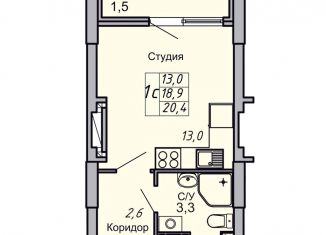 Продается однокомнатная квартира, 20.4 м2, Волгоград, Кировский район