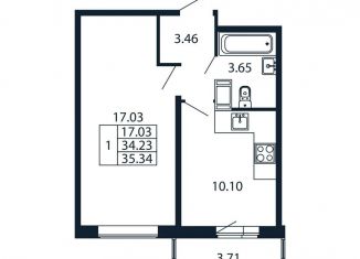 Продается 1-ком. квартира, 37.9 м2, Мурино