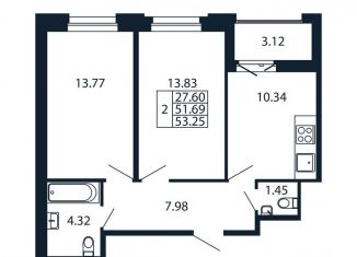 Продаю двухкомнатную квартиру, 54.8 м2, городской посёлок Новоселье