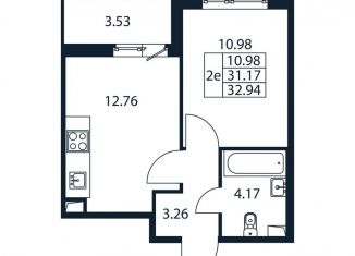 Продается двухкомнатная квартира, 34.7 м2, Мурино