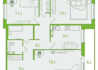 Продаю трехкомнатную квартиру, 83.7 м2, Томская область