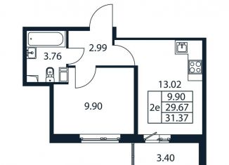 Продается двухкомнатная квартира, 33.1 м2, Мурино