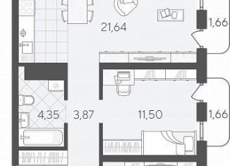 Продажа двухкомнатной квартиры, 68.4 м2, Тюмень, Калининский округ, улица Вадима Бованенко, 7