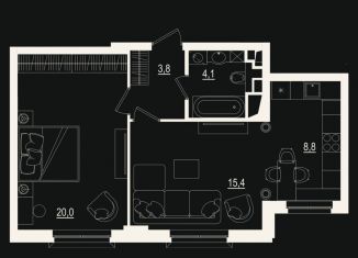 Продается 2-ком. квартира, 52.2 м2, Тюмень