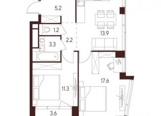 Продается 2-комнатная квартира, 54.7 м2, Москва, САО