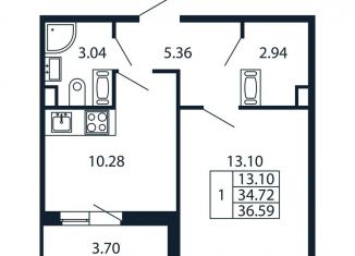 Продаю однокомнатную квартиру, 38.4 м2, Санкт-Петербург, Арцеуловская аллея, 7к2, Арцеуловская аллея