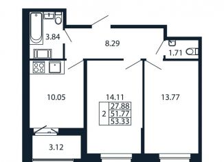 Продам 2-ком. квартиру, 54.9 м2, Ленинградская область