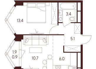 2-ком. квартира на продажу, 38.6 м2, Москва, станция Зорге