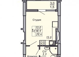 Продаю 1-ком. квартиру, 20.4 м2, Волгоград, Кировский район