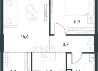 Продажа двухкомнатной квартиры, 46.7 м2, Москва, Профсоюзная улица, 2/22, Академический район