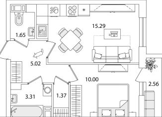 Продается 1-комнатная квартира, 37.9 м2, Санкт-Петербург, метро Проспект Ветеранов, улица Тамбасова, 5Н